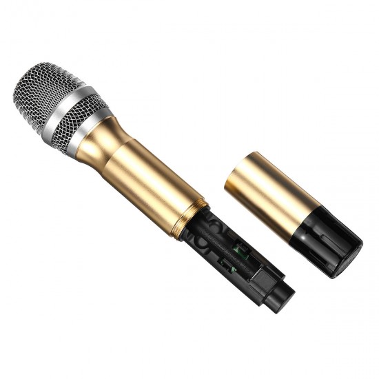 Portable UHF Wireless Microphone System 2 Handheld Mics Speaker Player with Digital Receiver for Stage Bar Show Perform Portable UHF Wireless Microphone System 2 Handheld Mics Speaker Player with Digital Receiver for Stage Bar Show Perform