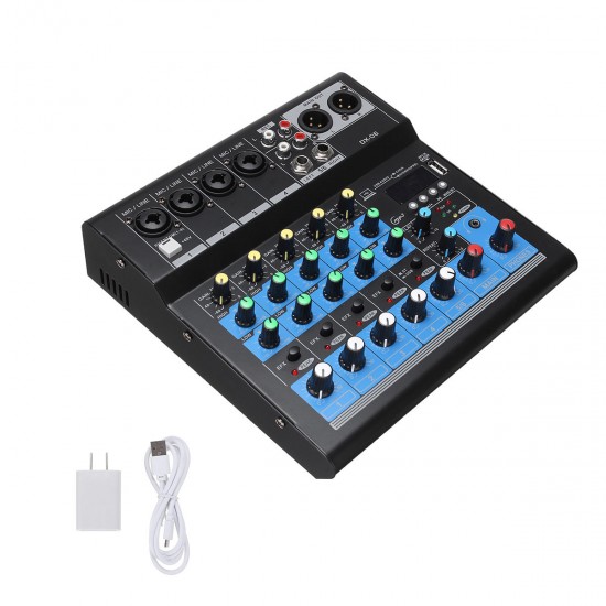 Professional 6 Channel Stereo USB Live Mixing Studio Audio Sound Mixer Console