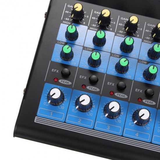Professional 6 Channel Stereo USB Live Mixing Studio Audio Sound Mixer Console