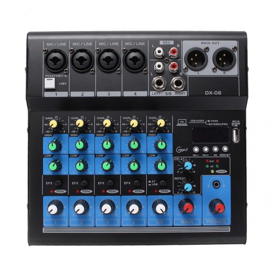 Professional 6 Channel Stereo USB Live Mixing Studio Audio Sound Mixer Console Professional 6 Channel Stereo USB Live Mixing Studio Audio Sound Mixer Console