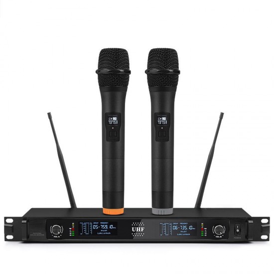 Professional UHF 4 Channel 2 Channel Wireless Handheld Microphone System Mic for Stage Church Family Party Karaoke Meeting