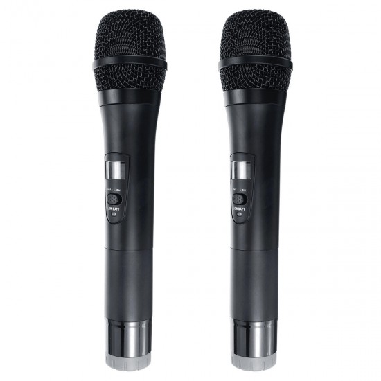 Professional UHF Double Wireless Handheld Karaoke Microphone with 3.5mm Receiver Professional UHF Double Wireless Handheld Karaoke Microphone with 3.5mm Receiver