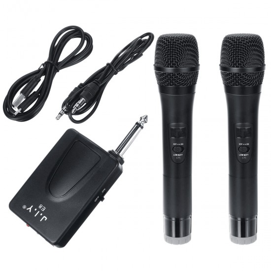 Professional UHF Double Wireless Handheld Karaoke Microphone with 3.5mm Receiver Professional UHF Double Wireless Handheld Karaoke Microphone with 3.5mm Receiver