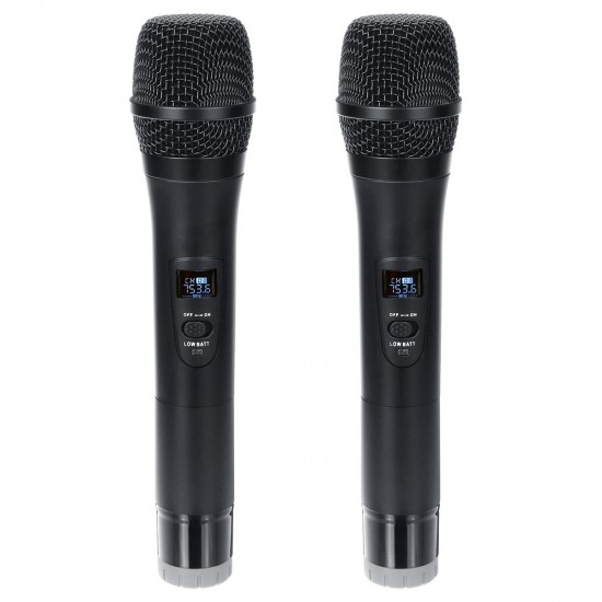 Professional UHF Double Wireless Handheld Karaoke Microphone with 3.5mm Receiver Professional UHF Double Wireless Handheld Karaoke Microphone with 3.5mm Receiver