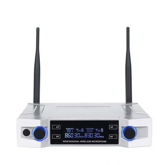 Professional UHF Wireless Microphone System 2 Channel 2 Cordless Handheld Mic Kraoke Speech Party supplies Cardioid Microphone Professional UHF Wireless Microphone System 2 Channel 2 Cordless Handheld Mic Kraoke Speech Party supplies Cardioid Microphone