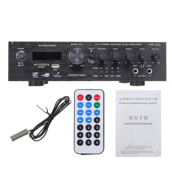 AV-580USB/BT 600W bluetooth 5CH HIFI Karaoke Amplifier Support USB Memory Card Microphone