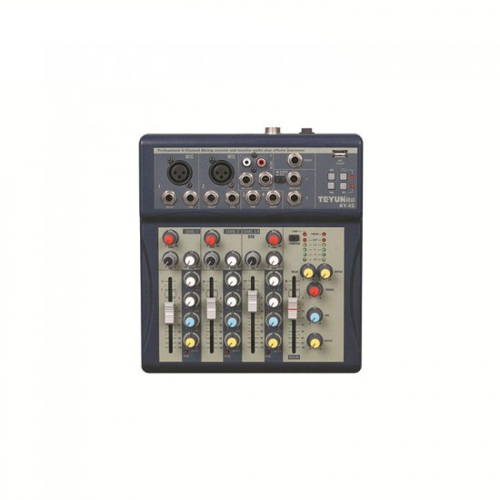 KY-4S 4 Channel MP3 USB Audio Mixer Mixing Console with 48V Phantom Power for DJ Karaoke Stage KY-4S 4 Channel MP3 USB Audio Mixer Mixing Console with 48V Phantom Power for DJ Karaoke Stage