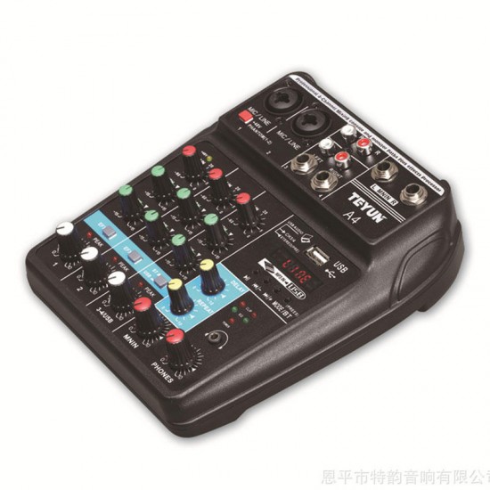 A4 4 Channel bluetooth 4.0 Audio Mixer Mixing Console Sound Card 48V Phantom Power