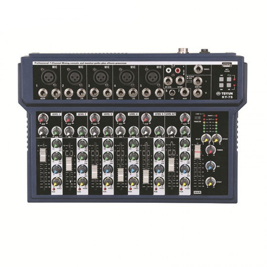 KY-7S 7 Channel Live Studio DJ Audio Mixer Mixing Console 48V Phantom Power for KTV Karaoke KY-7S 7 Channel Live Studio DJ Audio Mixer Mixing Console 48V Phantom Power for KTV Karaoke