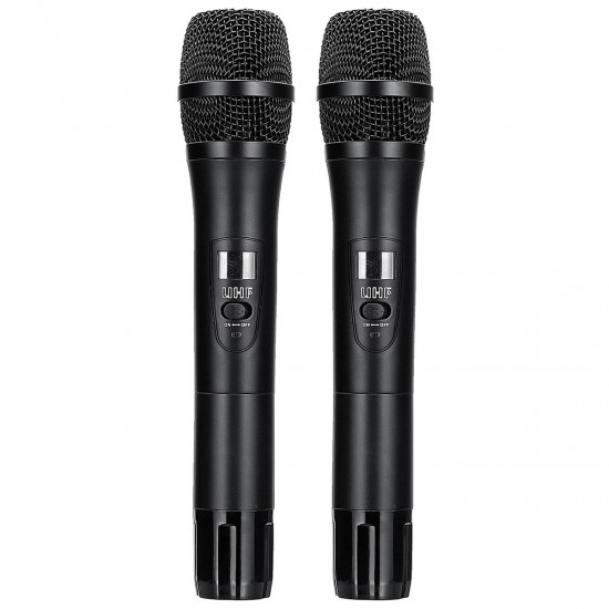 U12 Wireless Karaoke UHF Microphone System with Dual Handheld Wireless Microphone