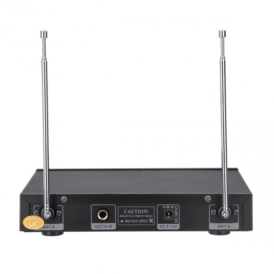 UHF 220-270MHz Wireless Microphone System Receiver Dual Mic Handheld Cordless KTV Stage