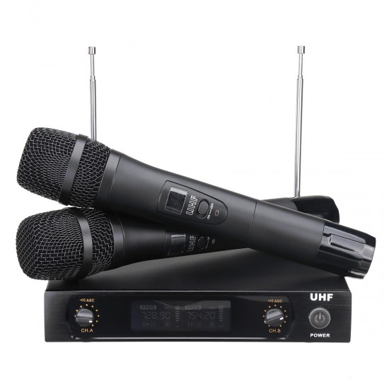 UHF 220-270MHz Wireless Microphone System Receiver Dual Mic Handheld Cordless KTV Stage UHF 220-270MHz Wireless Microphone System Receiver Dual Mic Handheld Cordless KTV Stage