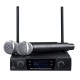 UHF 613-870MHz Professional Dual-channel Wireless Microphone System Karaoke Amplifier with 2 Handheld Microphones