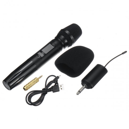 UW-01 UHF Wireless Microphone System Handheld LED Karaoke KTV Mic with Receiver