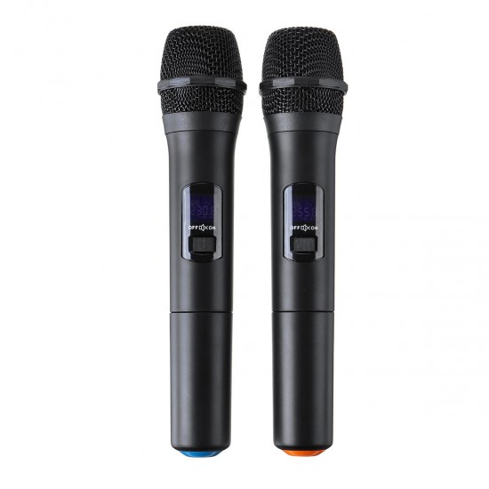 V3002 VHF Wireless Microphone System 2PCS Handheld LCD Mic with 2 CH Receiver V3002 VHF Wireless Microphone System 2PCS Handheld LCD Mic with 2 CH Receiver