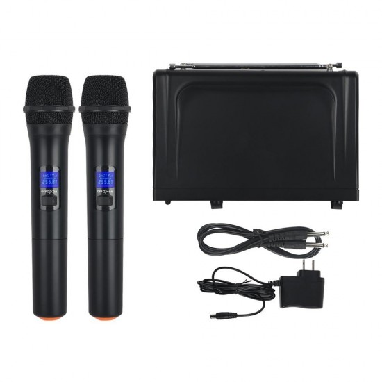 V3002 VHF Wireless Microphone System 2PCS Handheld LCD Mic with 2 CH Receiver V3002 VHF Wireless Microphone System 2PCS Handheld LCD Mic with 2 CH Receiver