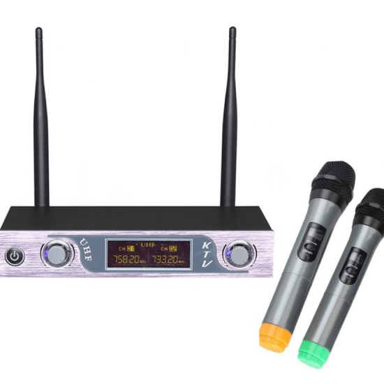 VHF Wireless Microphone Receiver 2 Channel Transmitter System Two Handheld Microphone