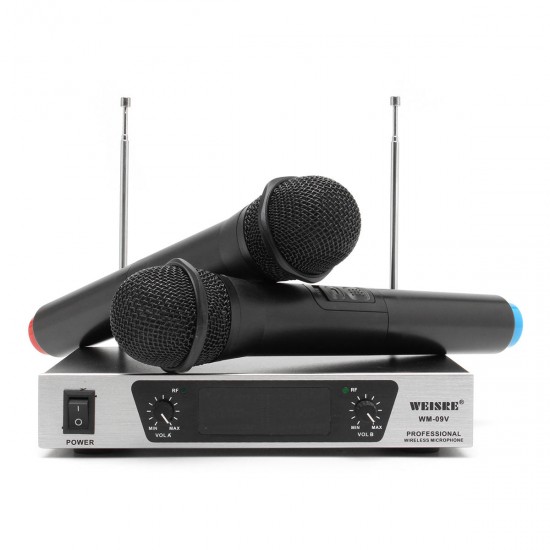 WM-09V VHF Wireless 2 Channel Dual Handheld KTV Karaoke Home Party Microphone System