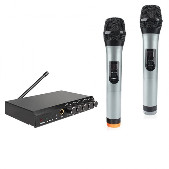 bluetooth Wireless Microphone System VHF Dual Channel Handheld Micorphone Mini Portable Singing Mixer Karaoke Machine