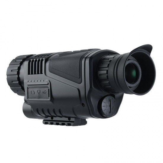 NVI-450 Outdoor 200m Range HD Infrared Digital Night Vision Hunting Monocular with 5X Optical Zoom Photo Video Recording Function Support AV Output