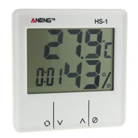 HS-1 Digital LCD Weather Station Thermometer Hygrometer Electronic Temperature Humidity Meter Alarm Clock Indoor