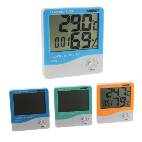 HTC-1 Indoor Room LCD Electronic Temperature Humidity Meter Digital Thermometer Hygrometer Weather Alarm Clock