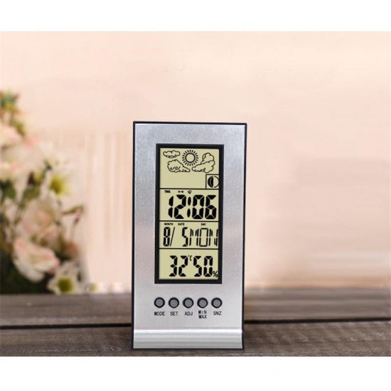 Clock + LCD Digital Day Hygrometer Humidity Thermometer Temperature Meter Indoor