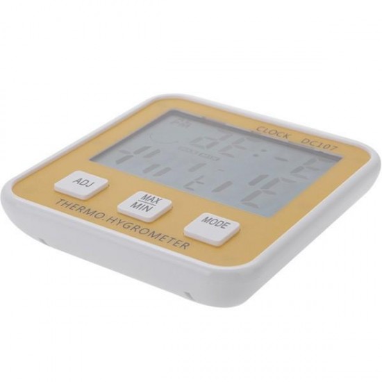 DC107 Large Digital LCD Indoor Temperature Humidity Meter Thermometer Hygrometer Clock Time