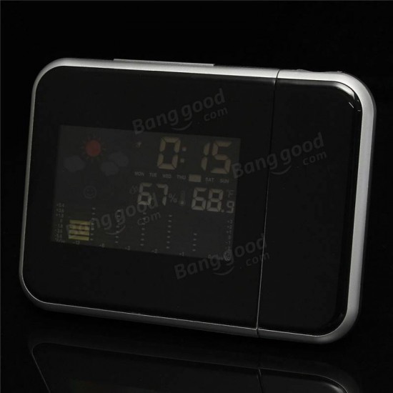 Digital Color LED Screen Alarm Time Laser Wall Projector Projection Calendar Humidity Date Max/Min Temperature