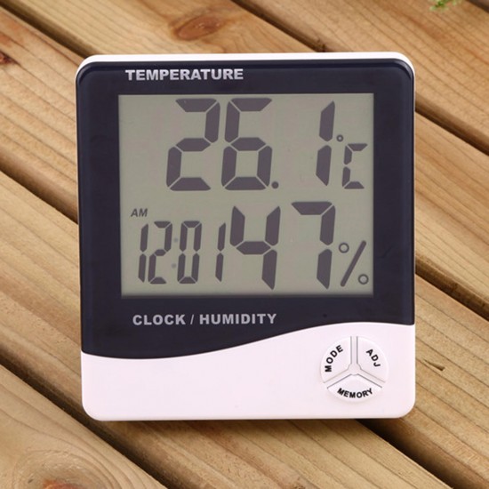 Digital LCD Thermometer Hygrometer Humidity Meter Room Indoor Temperature Clock