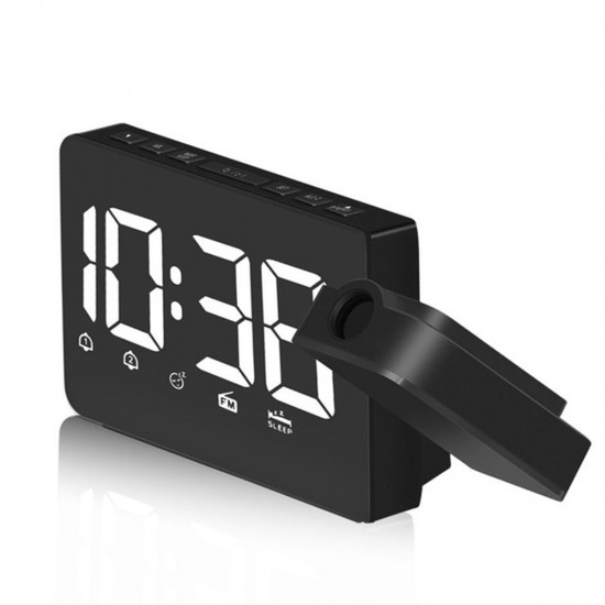 Digital LED Alarm Clock Time Projection Snooze FM Radio Adjustable Brightness