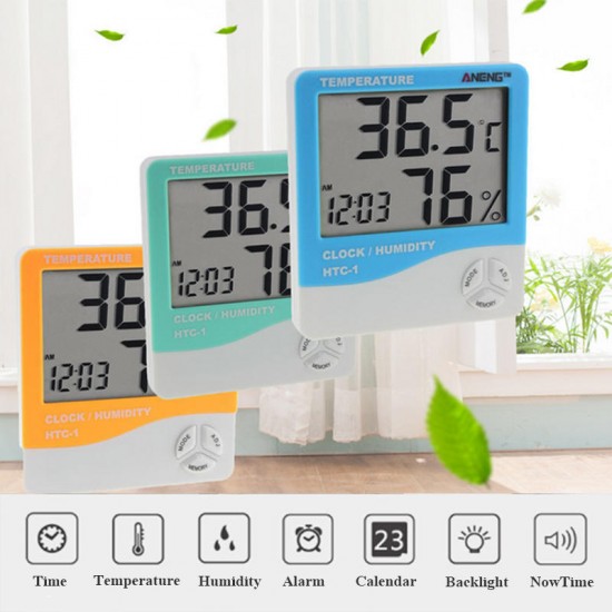 Electronic Temperature Humidity Meter Thermometer Hygrometer Weather Alarm Clock