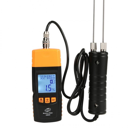 GM620 Wood Moisture Meter Humidity Tester Timber Damp Detector Two Long Probe