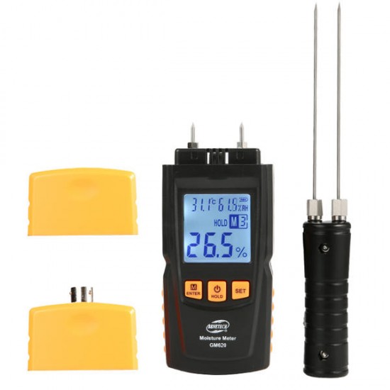 GM620 Wood Moisture Meter Humidity Tester Timber Damp Detector Two Long Probe