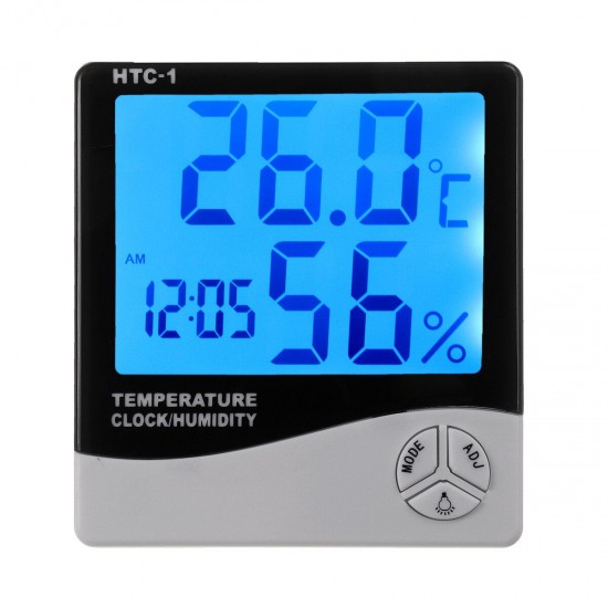 Indoor Digital Thermo-hygrometer LCD Temperature Humidity Weather Alarm Clock