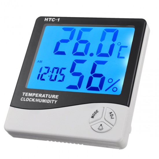 Indoor Digital Thermo-hygrometer LCD Temperature Humidity Weather Alarm Clock