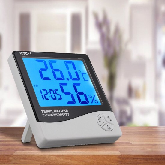 Indoor Digital Thermo-hygrometer LCD Temperature Humidity Weather Alarm Clock