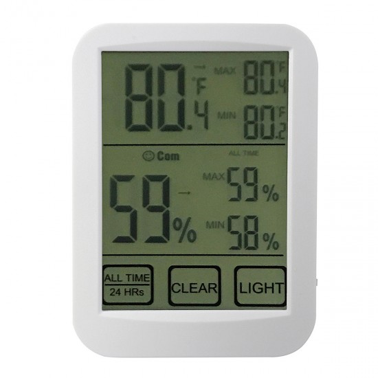 LCD Digital Touch Screen Indoor Thermometer Hygrometer Temp Humidity Meter Light