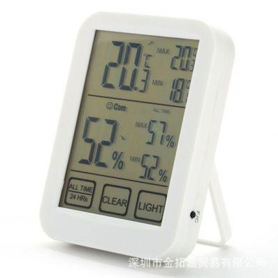 LCD Digital Touch Screen Indoor Thermometer Hygrometer Temp Humidity Meter Light