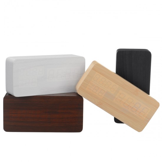 Modern Wooden Wood Digital Thermometer USB Charger LED Desk Alarm Wireless Clock Modern Wooden Wood Digital Thermometer USB Charger LED Desk Alarm Wireless Clock