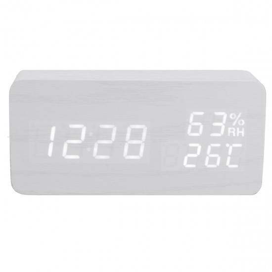 Modern Wooden Wood Digital Thermometer USB Charger LED Desk Alarm Wireless Clock Modern Wooden Wood Digital Thermometer USB Charger LED Desk Alarm Wireless Clock