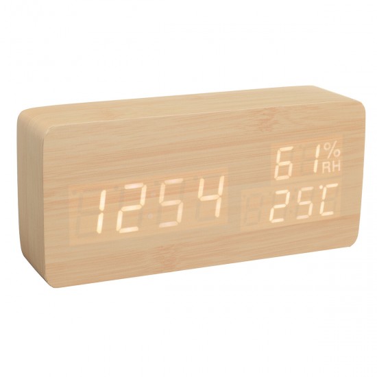 Modern Wooden Wood Digital Thermometer USB Charger LED Desk Alarm Wireless Clock Modern Wooden Wood Digital Thermometer USB Charger LED Desk Alarm Wireless Clock