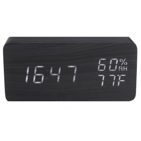 Modern Wooden Wood Digital Thermometer USB Charger LED Desk Alarm Wireless Clock Modern Wooden Wood Digital Thermometer USB Charger LED Desk Alarm Wireless Clock