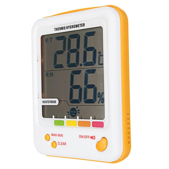 S-WS18 Hygrometer Thermometer Indoor Outdoor Humidity Monitor Digital LCD Temperature Clock Thermo Hygrometer Meter with Min/ Max Value Alarm