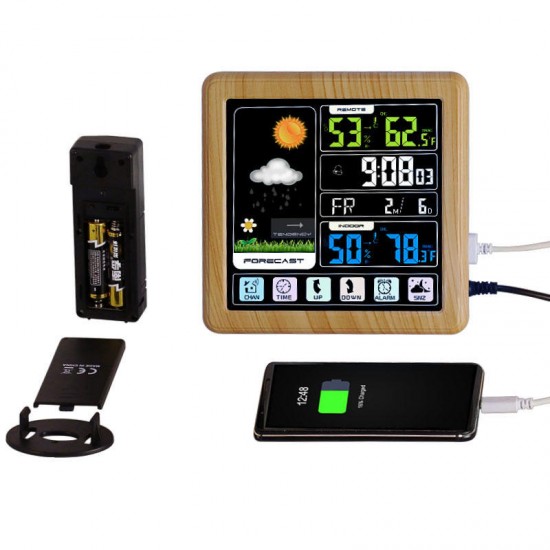 TS-3310-WG Full Touch Screen Wireless Weather Station Multi-function Color Screen Indoor and Outdoor Temperature Humidity Meter Clock Weather Forecast Station
