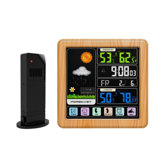 TS-3310-WG Full Touch Screen Wireless Weather Station Multi-function Color Screen Indoor and Outdoor Temperature Humidity Meter Clock Weather Forecast Station