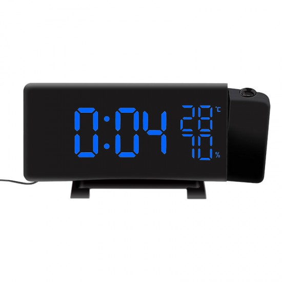 TS-5210 Thermometer Hygrometer Digital Clock 3 Color Projection LED Switch Display Time Clock Temperature Humidity FM Radio