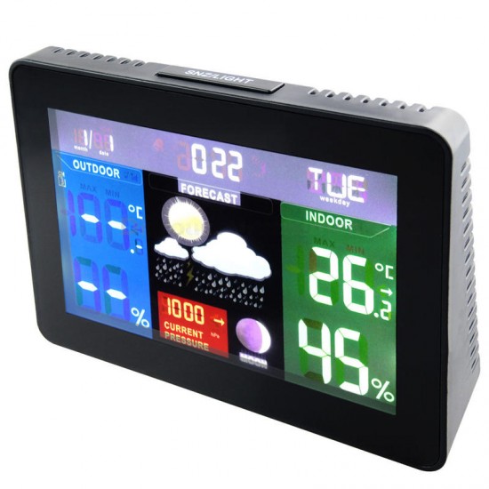 TS-71 Indoor Outdoor Temperature Monitor Digital Weather Station DCF77 RCC Thermometer RH% Barometric Pressure with 2 Wireless Sensor