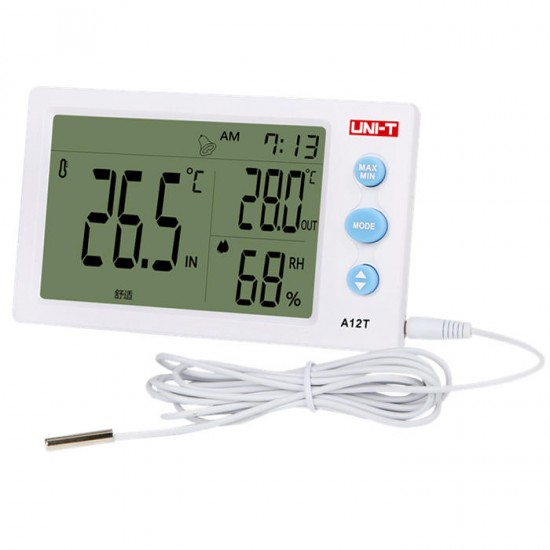 A12T Digital LCD Thermometer Hygrometer Temperature Humidity Meter Alarm Clock Weather Station Indoor Outdoor