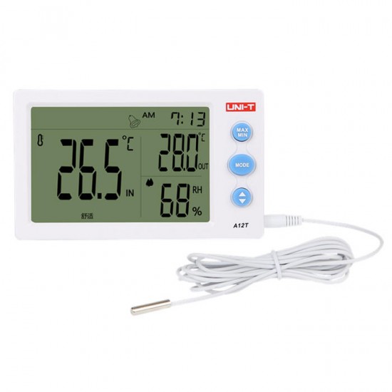 A12T Digital LCD Thermometer Hygrometer Temperature Humidity Meter Alarm Clock Weather Station Indoor Outdoor